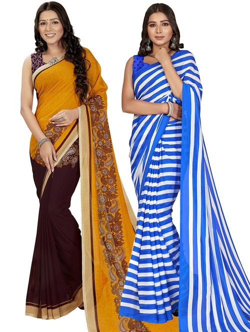 women pack of 2 casual wear combo sarees with blouse - 21476530 - Very Small Image - 1