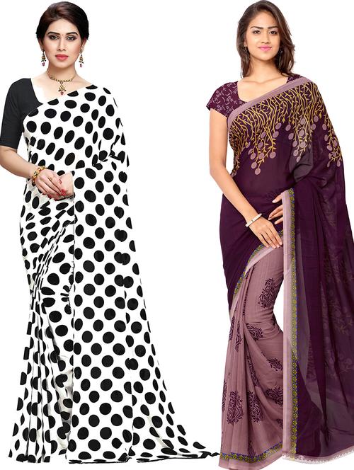 women pack of 2 casual wear combo sarees with blouse - 21476533 - Very Small Image - 1