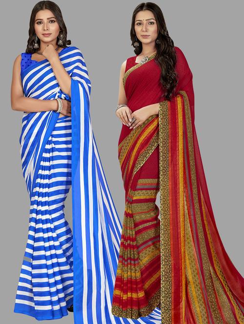 women pack of 2 casual wear combo sarees with blouse - 21476537 - Very Small Image - 1