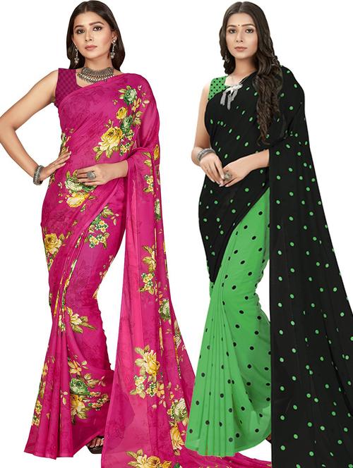 women pack of 2 casual wear combo sarees with blouse - 21476538 - Very Small Image - 1