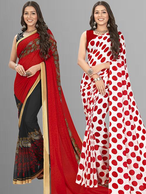 women pack of 2 casual wear combo sarees with blouse - 21476540 - Very Small Image - 1