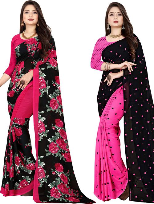 women pack of 2 casual wear combo sarees with blouse - 21476543 - Very Small Image - 1