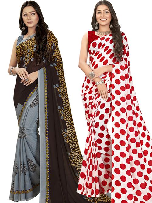women pack of 2 casual wear combo sarees with blouse - 21476553 - Very Small Image - 1