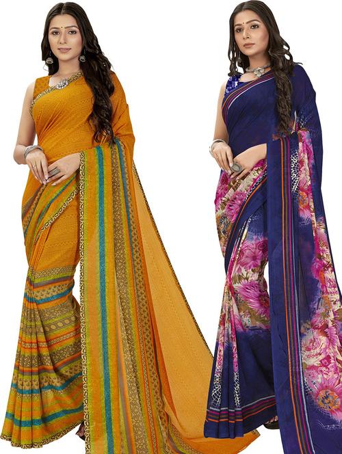 women pack of 2 casual wear combo sarees with blouse - 21476559 - Very Small Image - 1