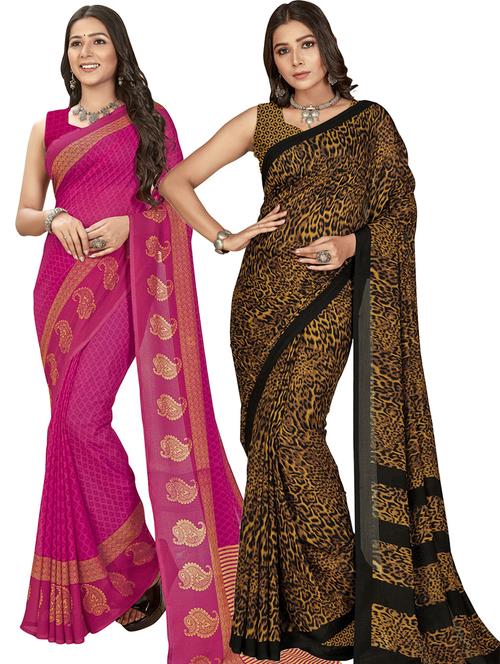 women pack of 2 casual wear combo sarees with blouse - 21476562 - Very Small Image - 1