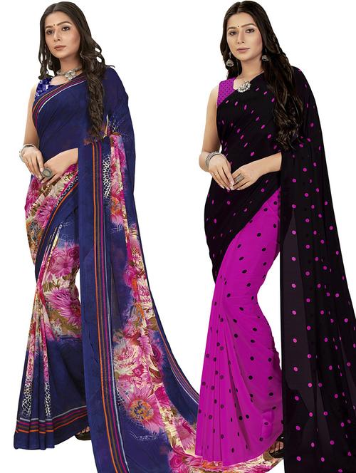 women pack of 2 casual wear combo sarees with blouse - 21476567 - Very Small Image - 1