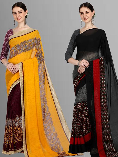 women pack of 2 casual wear combo sarees with blouse - 21476573 - Very Small Image - 1