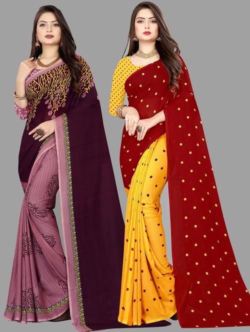 women pack of 2 casual wear sarees with blouse - 21476615 - Very Small Image - 1