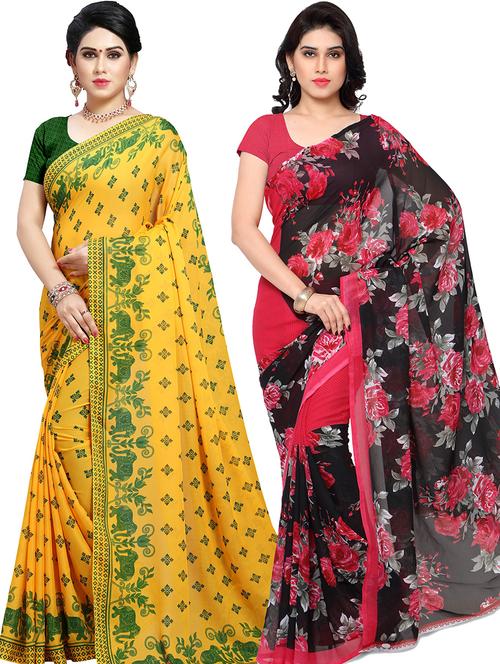 women pack of 2 casual wear sarees with blouse - 21476622 - Very Small Image - 1