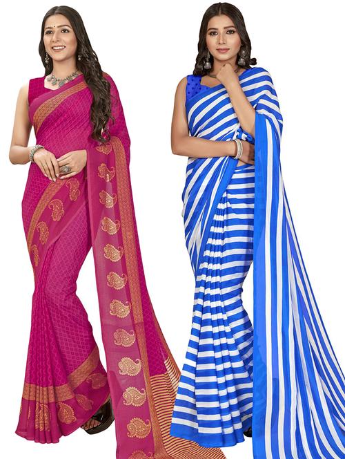 women pack of 2 casual wear sarees with blouse - 21476629 - Very Small Image - 1