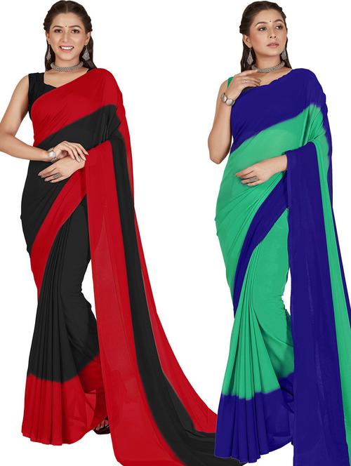 women pack of 2 casual wear sarees with blouse - 21476633 - Very Small Image - 1