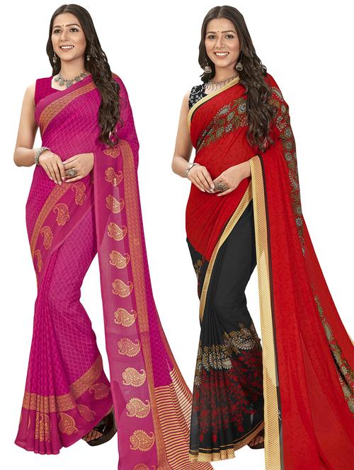 women pack of 2 casual wear sarees with blouse - 21476634 - Very Small Image - 1