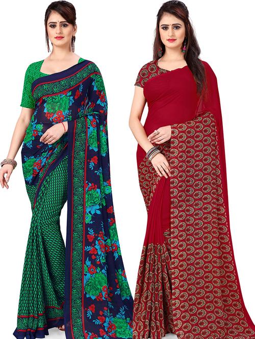 women pack of 2 casual wear sarees with blouse - 21476640 - Very Small Image - 1