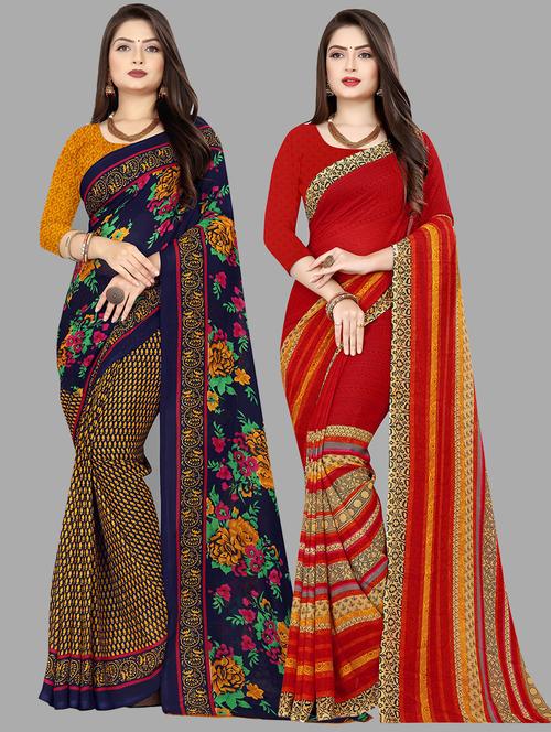 women pack of 2 casual wear sarees with blouse - 21476642 - Very Small Image - 1