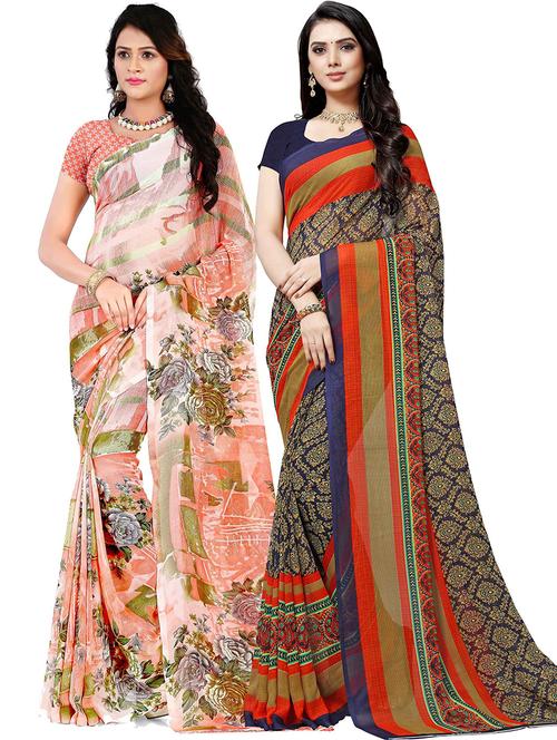 women pack of 2 casual wear sarees with blouse - 21476645 - Very Small Image - 1