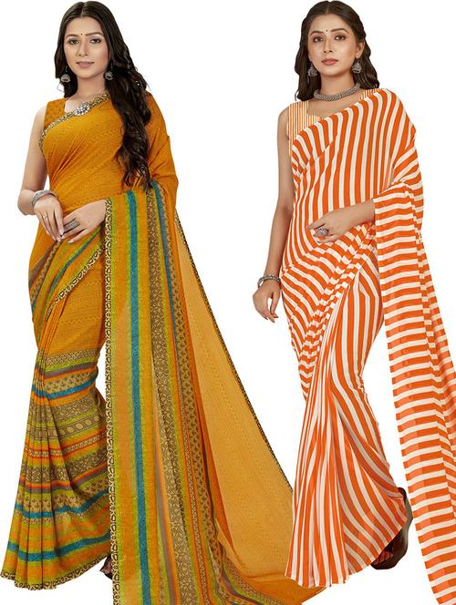 women pack of 2 casual wear sarees with blouse - 21476647 - Very Small Image - 1