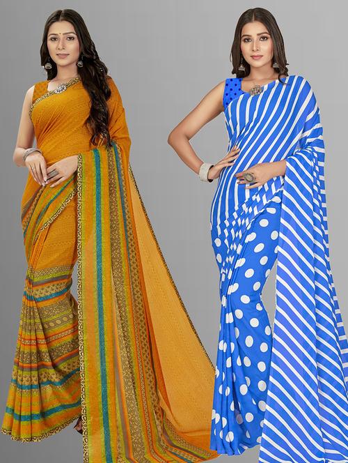 women pack of 2 casual wear sarees with blouse - 21476651 - Very Small Image - 1