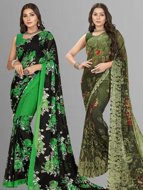 women pack of 2 casual wear sarees with blouse - 21476658 - Very Small Image - 1
