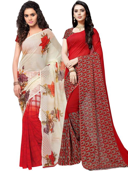 women pack of 2 casual wear sarees with blouse - 21476663 - Very Small Image - 1