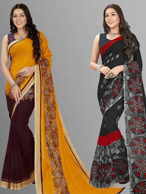 women pack of 2 casual wear sarees with blouse - 21476672 - Very Small Image - 1