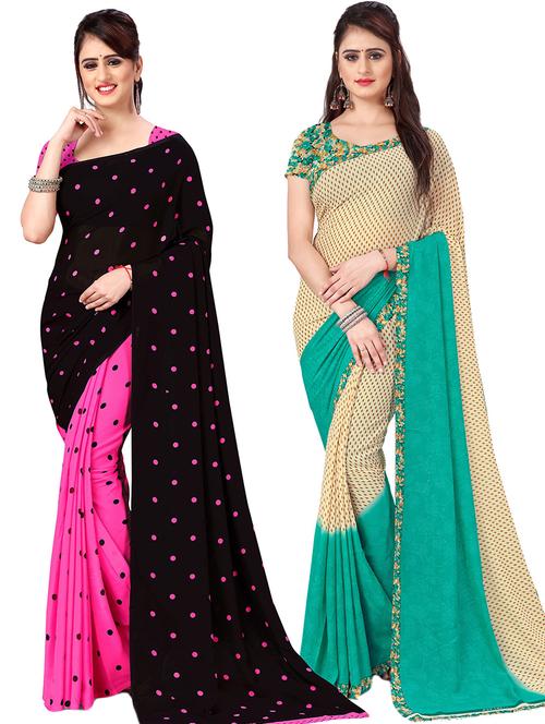 women pack of 2 casual wear sarees with blouse - 21476673 - Very Small Image - 1