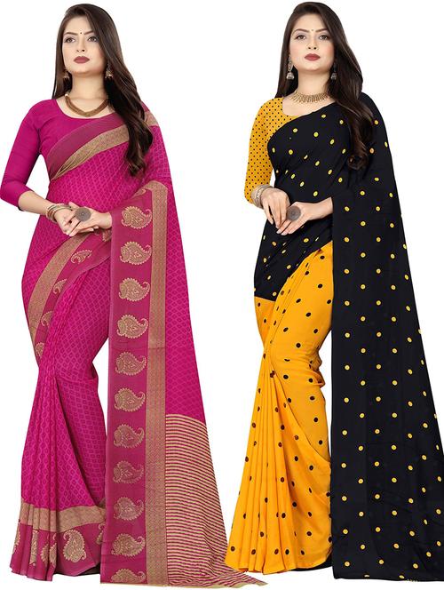 women pack of 2 casual wear sarees with blouse - 21476675 - Very Small Image - 1