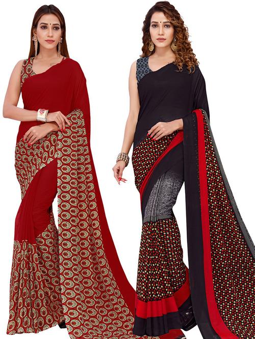 women pack of 2 casual wear sarees with blouse - 21476676 - Very Small Image - 1