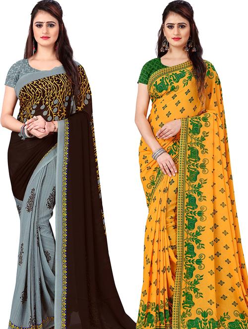 women pack of 2 casual wear sarees with blouse - 21476679 - Very Small Image - 1