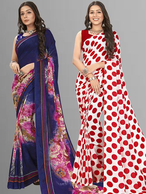 women pack of 2 casual wear sarees with blouse - 21476681 - Very Small Image - 1