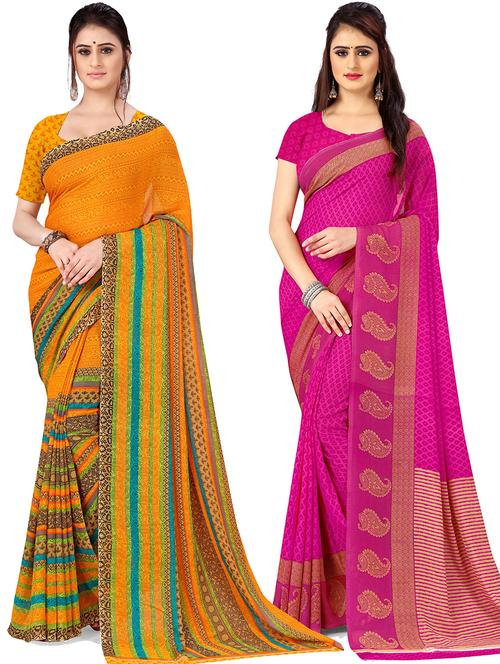 women pack of 2 casual wear sarees with blouse - 21476682 - Very Small Image - 1
