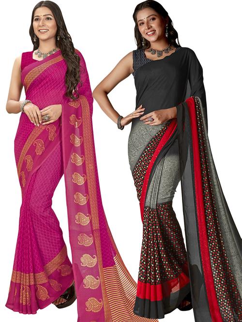 women pack of 2 casual wear sarees with blouse - 21476683 - Very Small Image - 1
