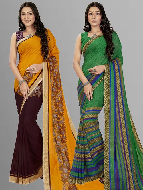 women pack of 2 casual wear sarees with blouse - 21476685 - Very Small Image - 1