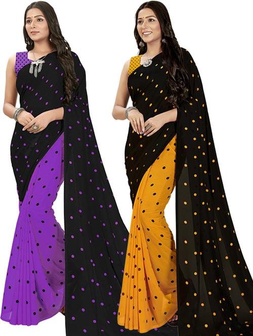 women pack of 2 casual wear sarees with blouse - 21476689 - Very Small Image - 1