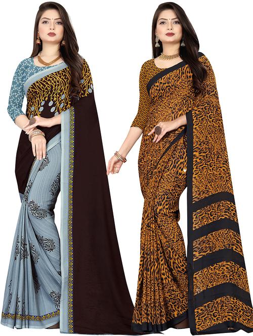 women pack of 2 casual wear sarees with blouse - 21476690 - Very Small Image - 1