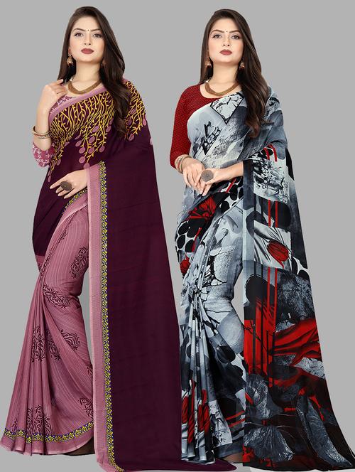 women pack of 2 casual wear sarees with blouse - 21476691 - Very Small Image - 1