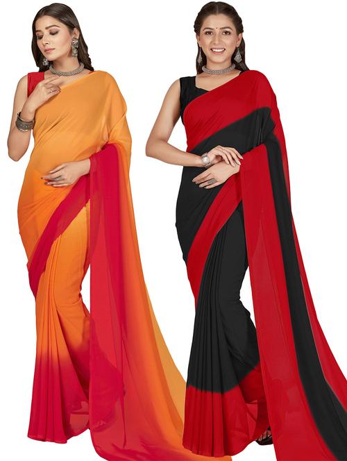 women pack of 2 casual wear sarees with blouse - 21476694 - Very Small Image - 1