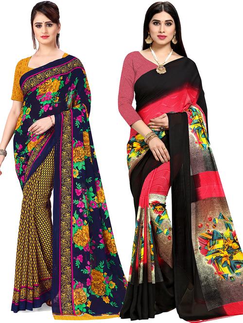 women pack of 2 casual wear sarees with blouse - 21476697 - Very Small Image - 1