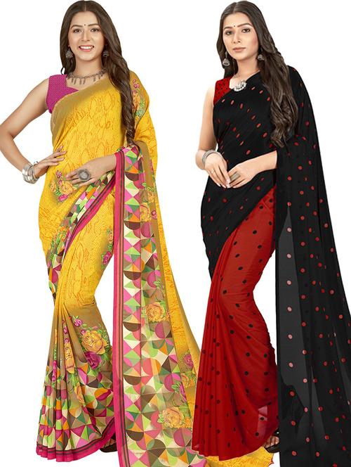 women pack of 2 casual wear sarees with blouse - 21476701 - Very Small Image - 1