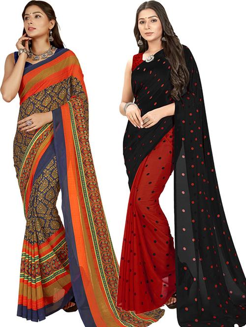 women pack of 2 casual wear sarees with blouse - 21476703 - Very Small Image - 1