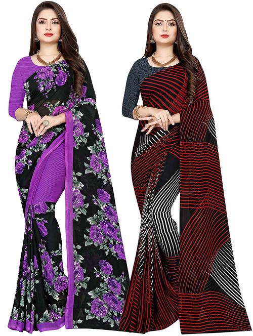 women pack of 2 casual wear sarees with blouse - 21476708 - Very Small Image - 1