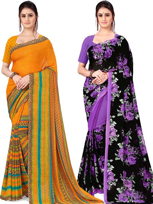 women pack of 2 casual wear sarees with blouse - 21476715 - Very Small Image - 1
