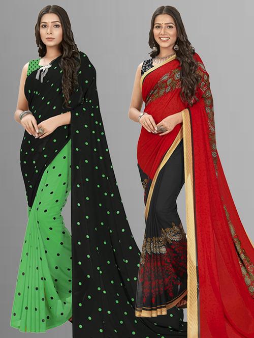 women pack of 2 casual wear sarees with blouse - 21476716 - Very Small Image - 1