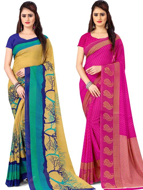 women pack of 2 casual wear combo sarees with blouse - 21476717 - Very Small Image - 1