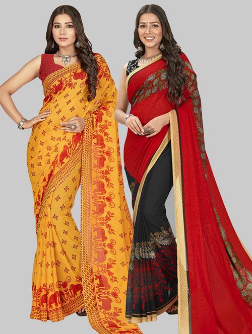 women pack of 2 casual wear combo sarees with blouse - 21476719 - Very Small Image - 1
