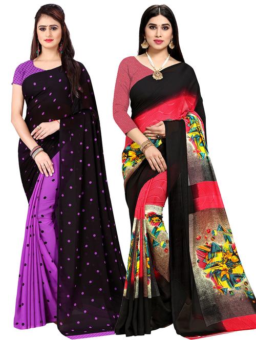 women pack of 2 casual wear combo sarees with blouse - 21476720 - Very Small Image - 1