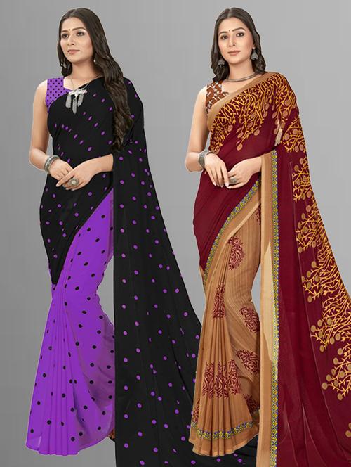 women pack of 2 casual wear combo sarees with blouse - 21476723 - Very Small Image - 1