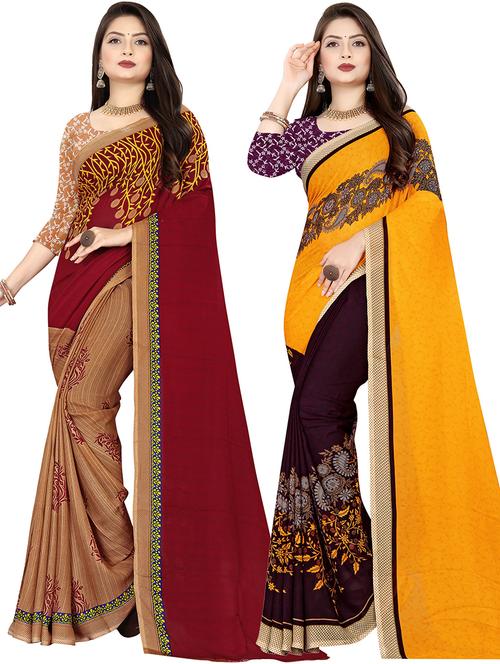 women pack of 2 casual wear combo sarees with blouse - 21476726 - Very Small Image - 1