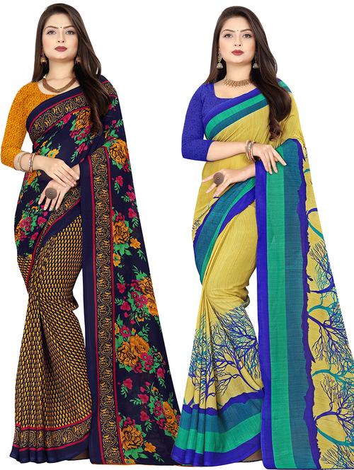 women pack of 2 casual wear combo sarees with blouse - 21476729 - Very Small Image - 1