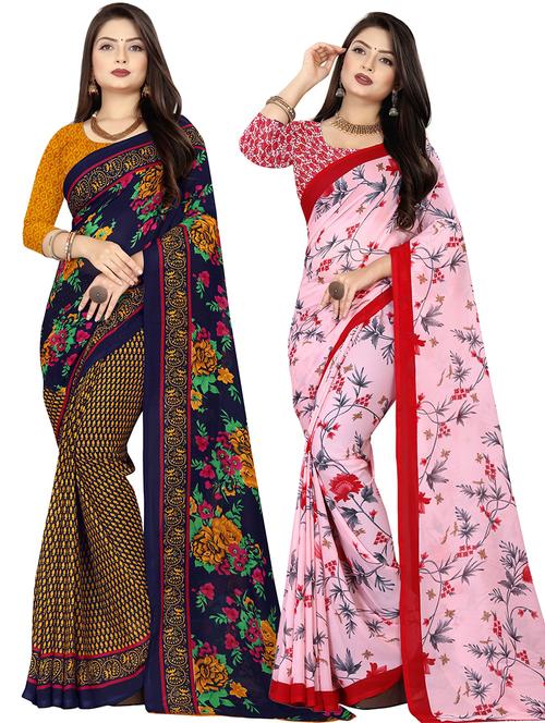women pack of 2 casual wear combo sarees with blouse - 21476731 - Very Small Image - 1