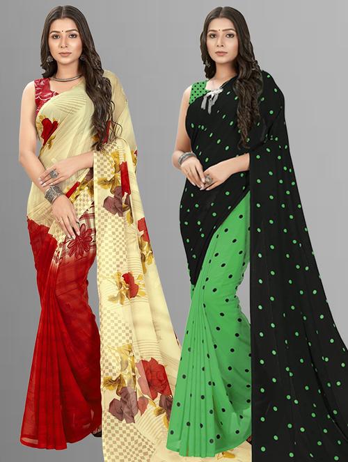 women pack of 2 casual wear combo sarees with blouse - 21476732 - Very Small Image - 1